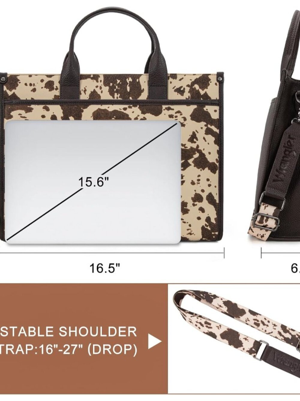 Wrangler Laptop Bag for Women 15.6 Inch Vintage Work Tote Bag for Business Brief - Picture 5 of 6
